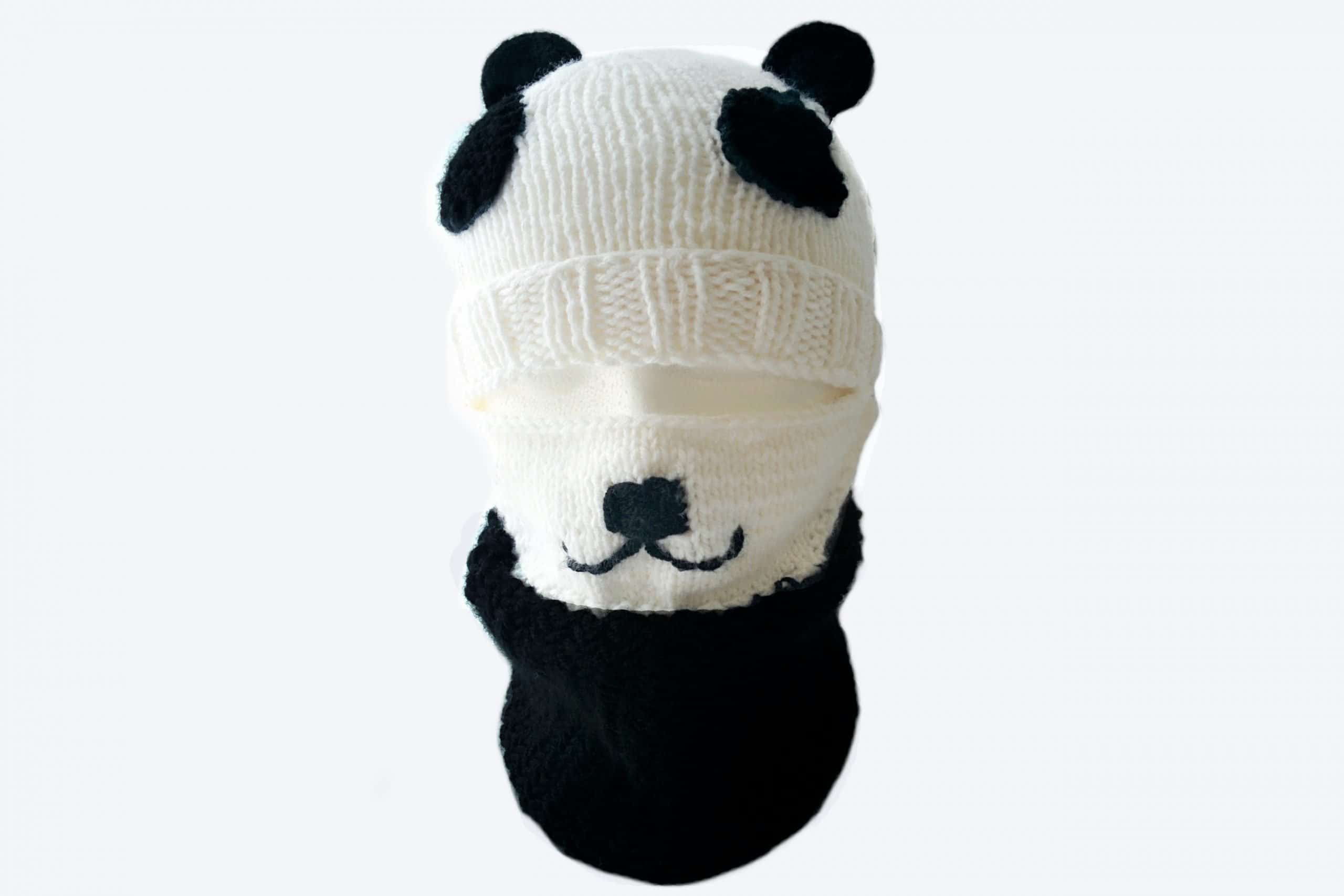 Kids panda beanie knitting pattern