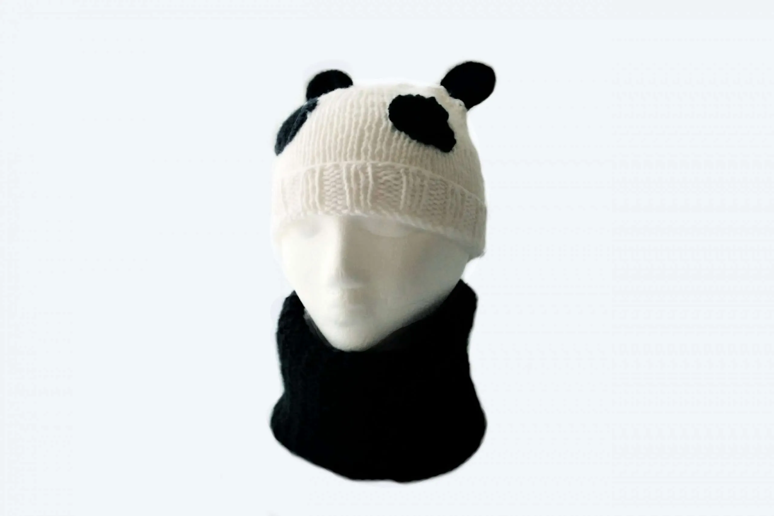 Kids panda beanie knitting pattern