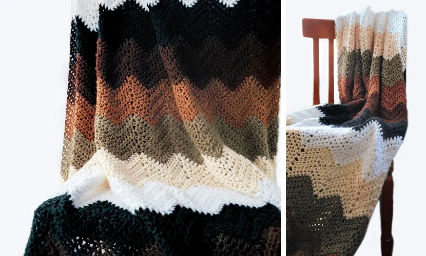 mocha ripple throw easy crochet blanket pattern