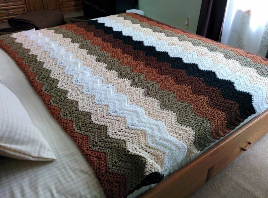 Mocha Ripple Throw: An Easy Crochet Chevron Pattern