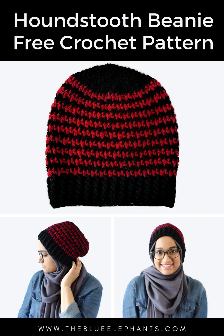 free crochet beanie pattern mens houndstooth