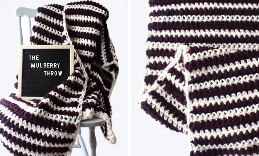 Mulberry throw easy crochet blanket pattern
