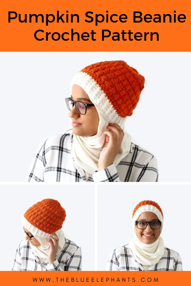 Pumpkin spice crochet beanie pattern