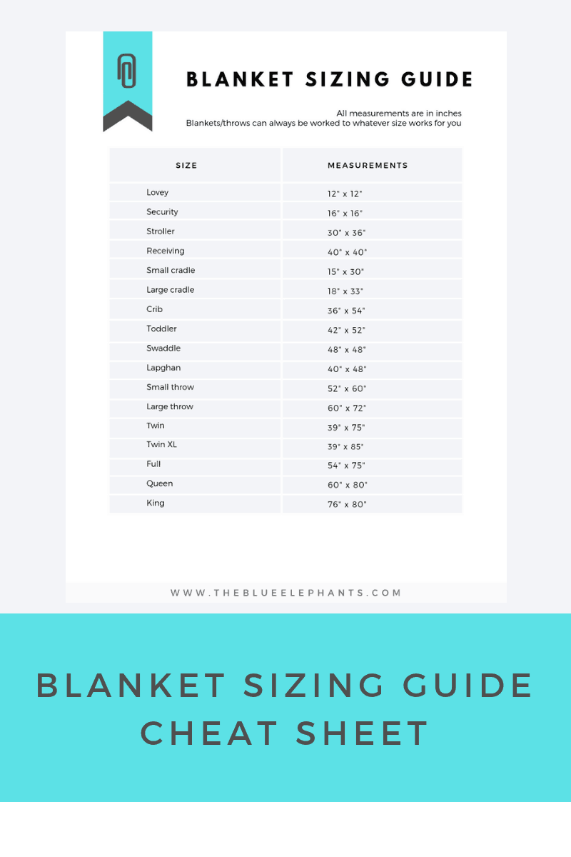 Chart Of Crochet Blanket Sizes - Amelia's Crochet