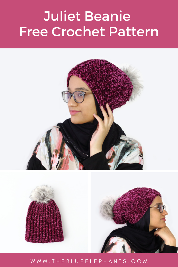 Juliet Beanie Free Crochet Beanie Pattern With Velvet Yarn