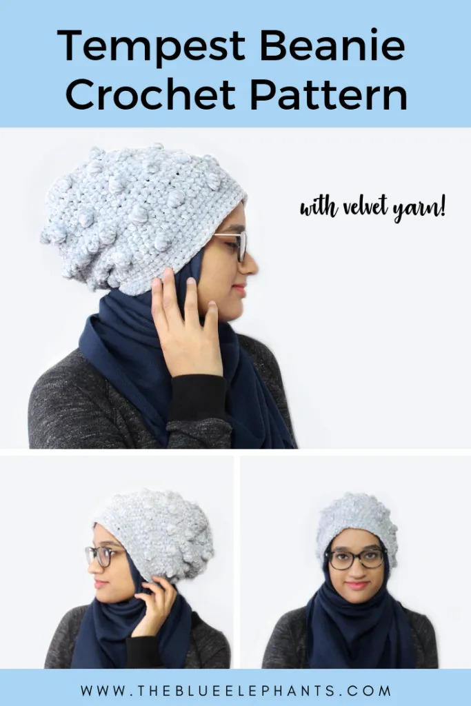 Crochet tempest Beanie with velvet Yarn