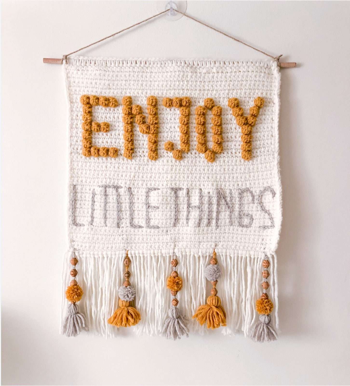 "Enjoy Little Things" Wall Hanging: Pattern by Topknotch Crochet